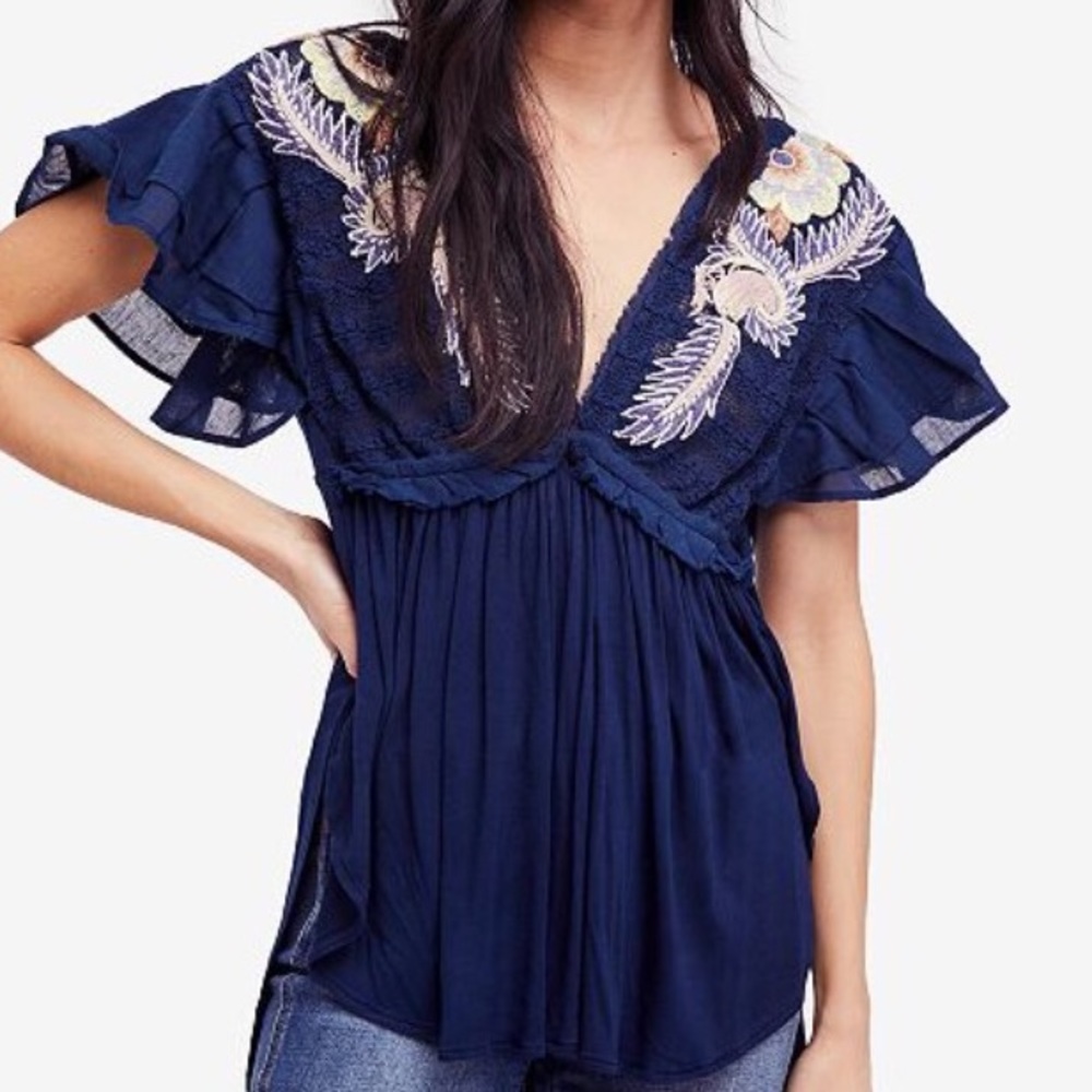 NWT Free People Fiesta Tunic XS Blue